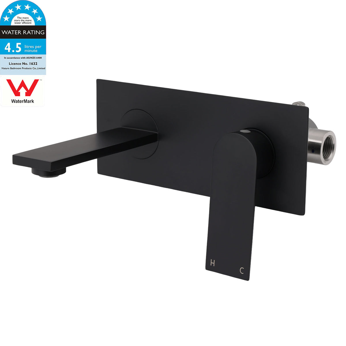 Matte Black Basin Mixer Bathroom Vanity Faucet Wall Mounted Tap Slim Flat Spout