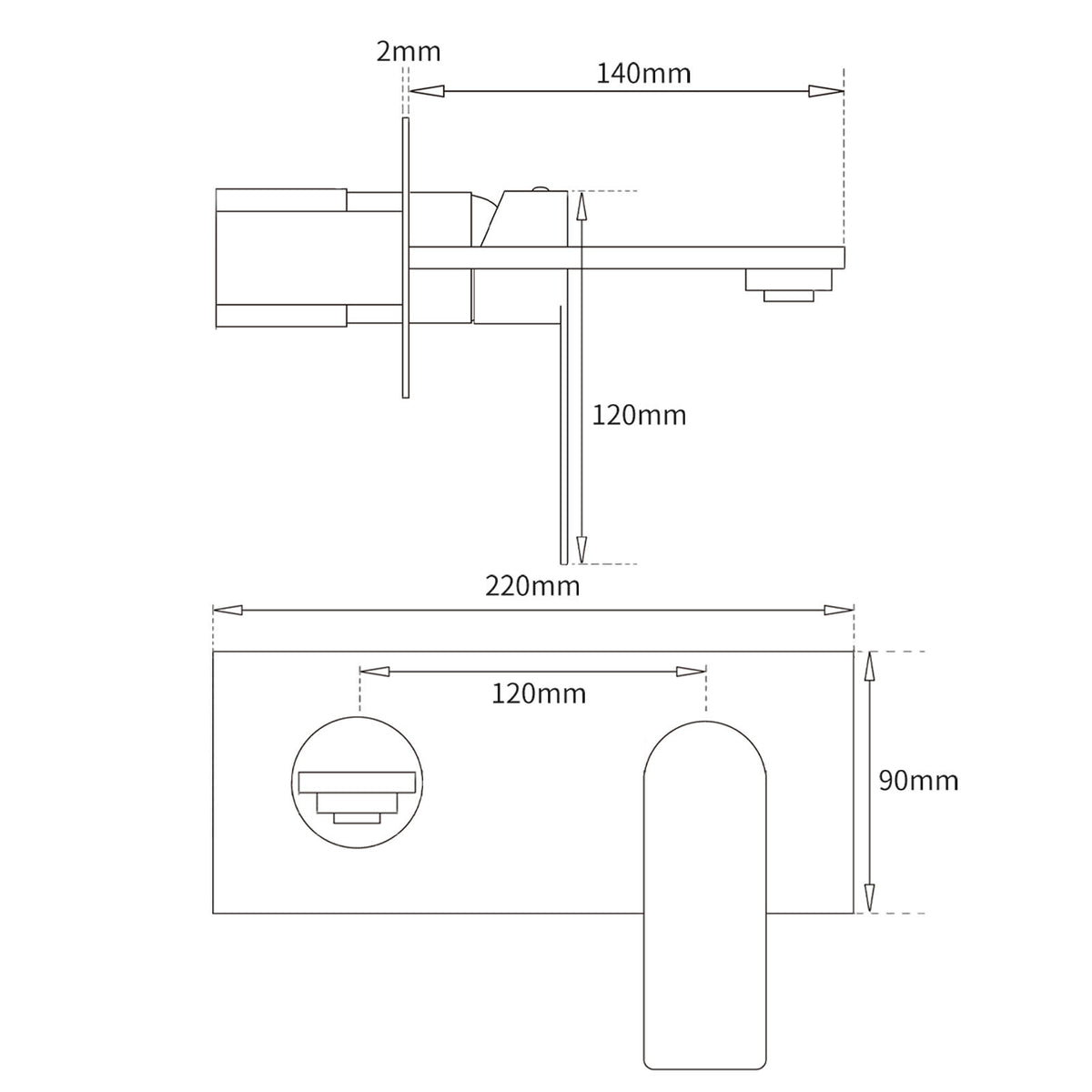 WELS 4.5L/m Chrome Square Wall Mounted Basin Mixer Laundry Faucet Tap Spout Set