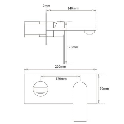 WELS Bruhsed Nickel Square Wall Concealed Basin Mixer Laundry Faucet Tap Spout