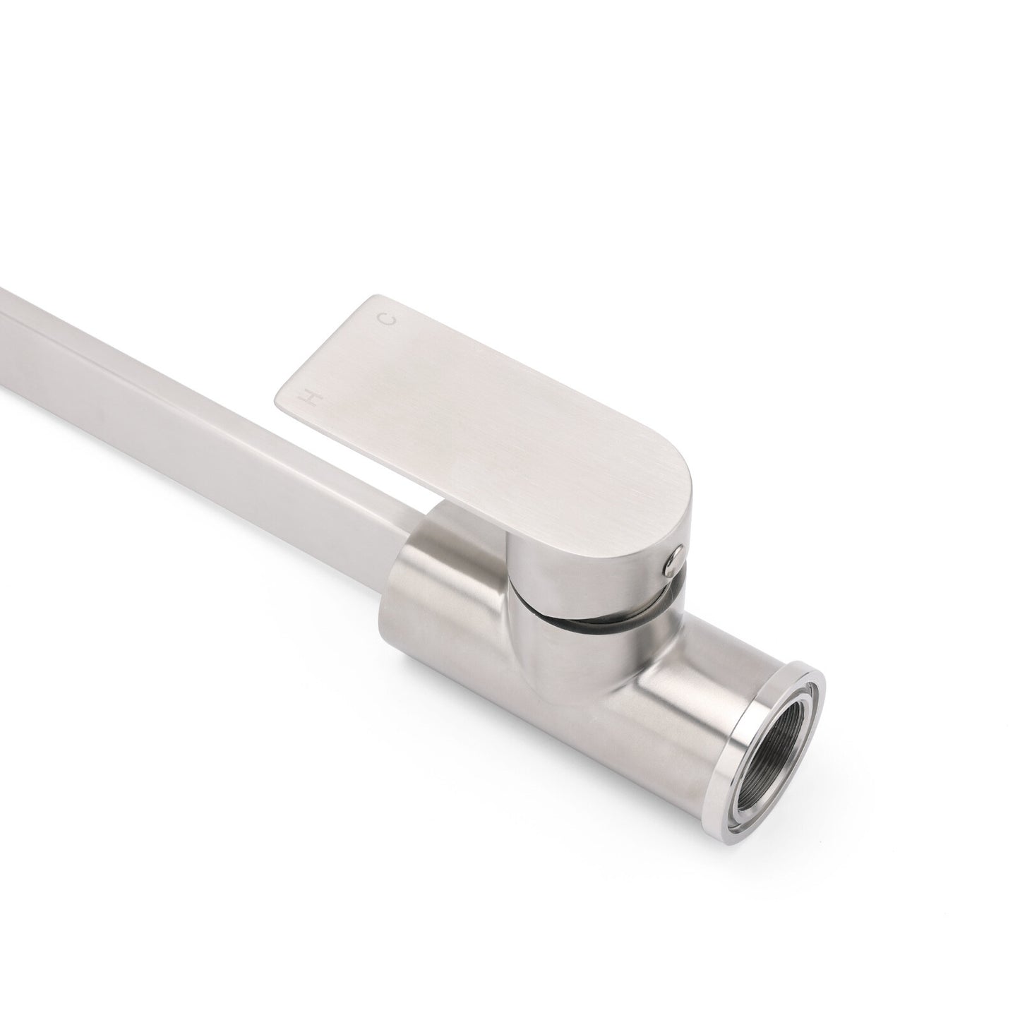 WELS Brushed Nickel Square Kitchen Sink Laundry Mixer 360º Swivel Faucet Tapware