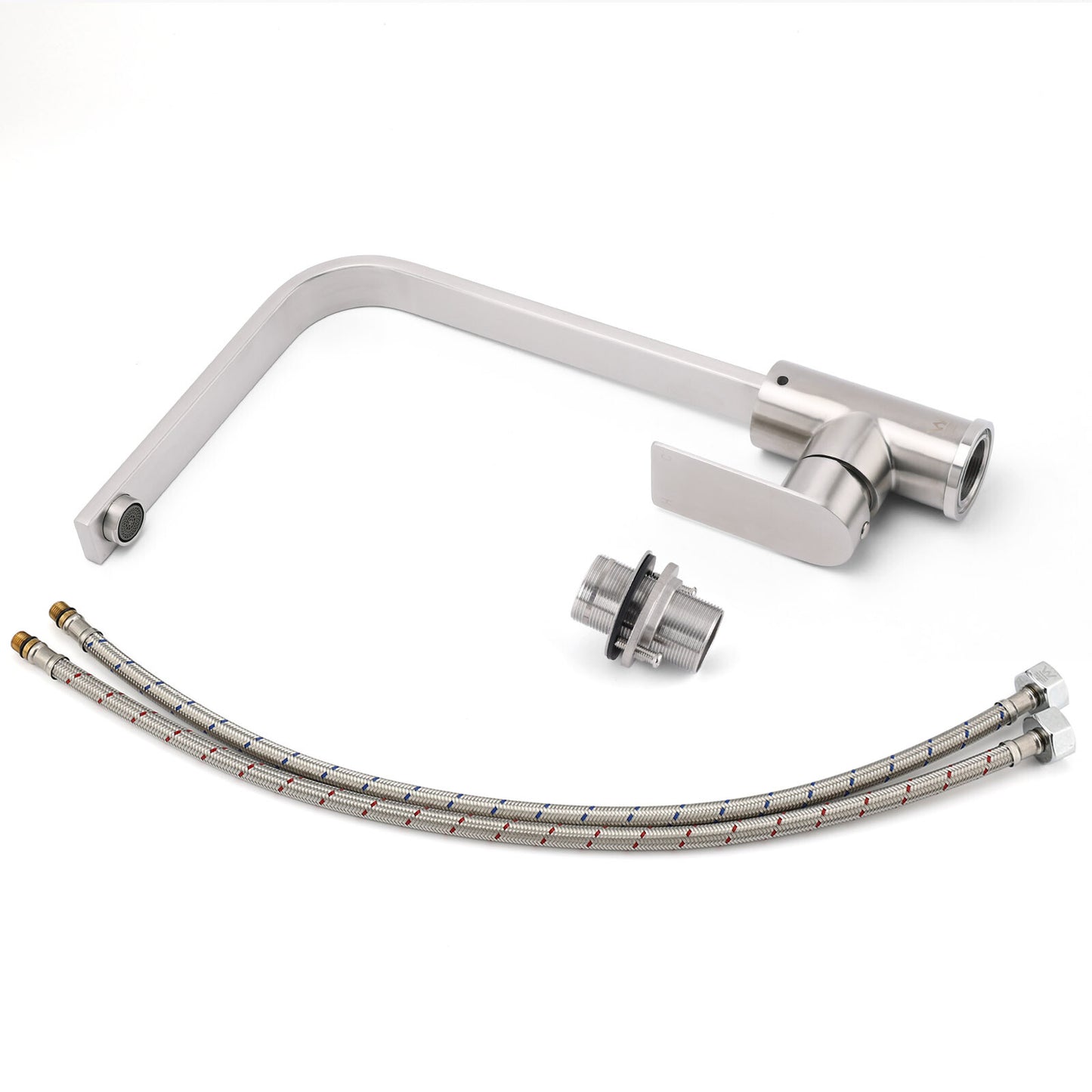 WELS Brushed Nickel Square Kitchen Sink Laundry Mixer 360º Swivel Faucet Tapware