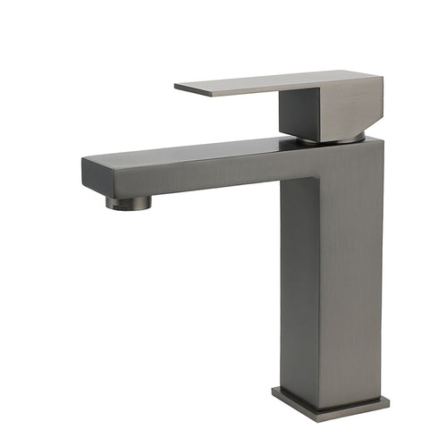 Gun Metal Square Cubic Basin Mixer Faucet Hot Cold Tap Kitchen Laundry Vanity Set