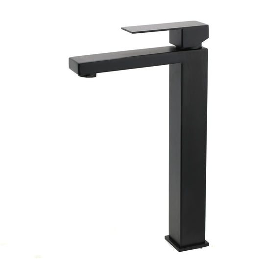 Matt Black Stainless Steel Square Tall Basin Mixer Sink Tap High Vanity Spout