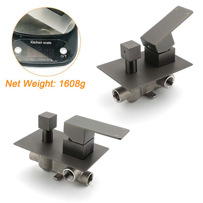 Gun Metal Square Stainless Steel Bath Shower Mixer 2 Way Switch Diverter Watermark