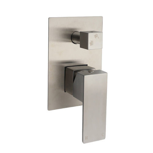 AU Standard 1/2 Inch Shower Mixer Diverter Brushed Nickel Square 2 Way Switch