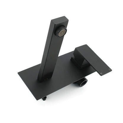 Matt Black Basin Mixer Bathroom Tub Faucet Wall Mount Tap Hot Cold Water Spout
