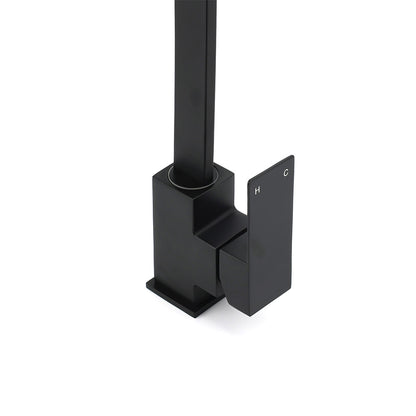 Matt Black Square Gooseneck 360 Swivel Laundry Sink Kitchen Mixer Faucet Tapware
