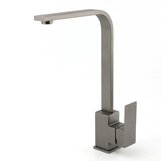 WELS Gun Metal Square Gooseneck Swivel Laundry Kitchen Mixer Faucet Sink Tap Set