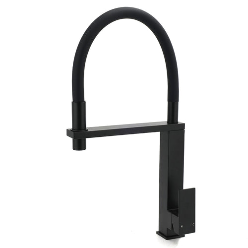 Matt Black Swivel Kitchen Sink Basin Mixer Swivel Faucet Tapware Pull Out Spout