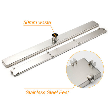 304 Stainless Steel 800mm Tile Insert Linear Shower Grate Floor Drain 50mm Waste