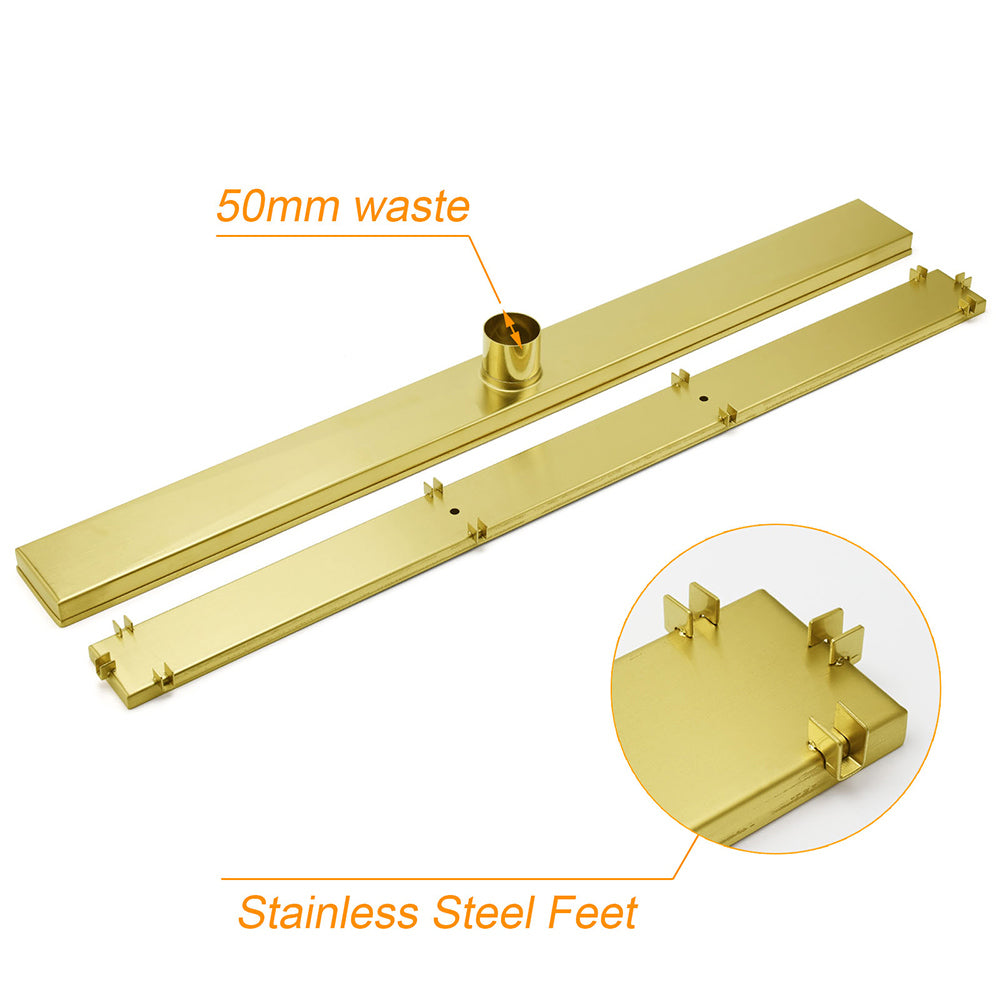 304 Stainless Steel 900mm Tile Insert Shower Grate Floor Drain 50mm Waste Outlet