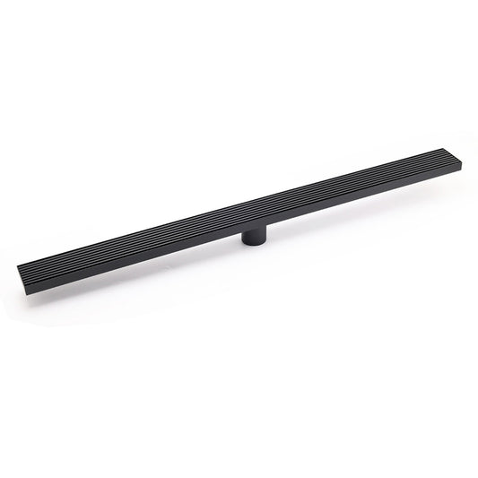 Matt Black 800mm Strip Fence Shower Grate Floor Drain Central 50mm Waste Outlet