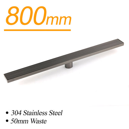 Watermark Gun Metal 800mm Strip Fence Linear Shower Grate Floor Drain 50mm Waste