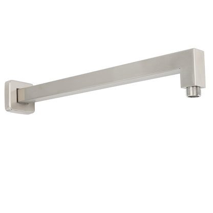 Brushed Nickel 12" Square Rainfall Shower Head + 400mm Straight Wall Mount Arm