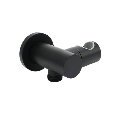 Matt Black Brass Hand Shower Bracket Swivel Holder Wall Elbow Connector Water Inlet Kit