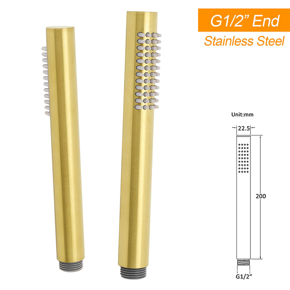 Brushed Gold Twin Shower Set Sliding Rail Arm 8" Round Head Stainless Steel Handheld Rose Combo