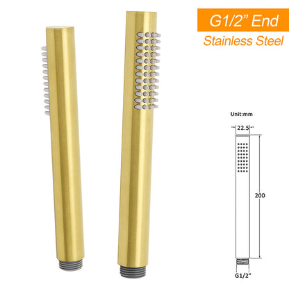 Brushed Gold Twin Shower Set Sliding Rail Arm 8" Round Head Stainless Steel Handheld Rose Combo