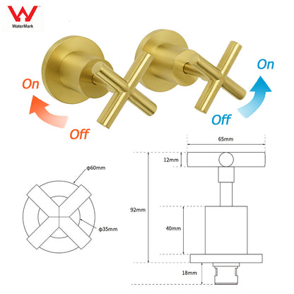 Brushed Gold Twin Shower Set 8" Round Head One Mode Handheld Sliding Rail Arm Classic Mixer