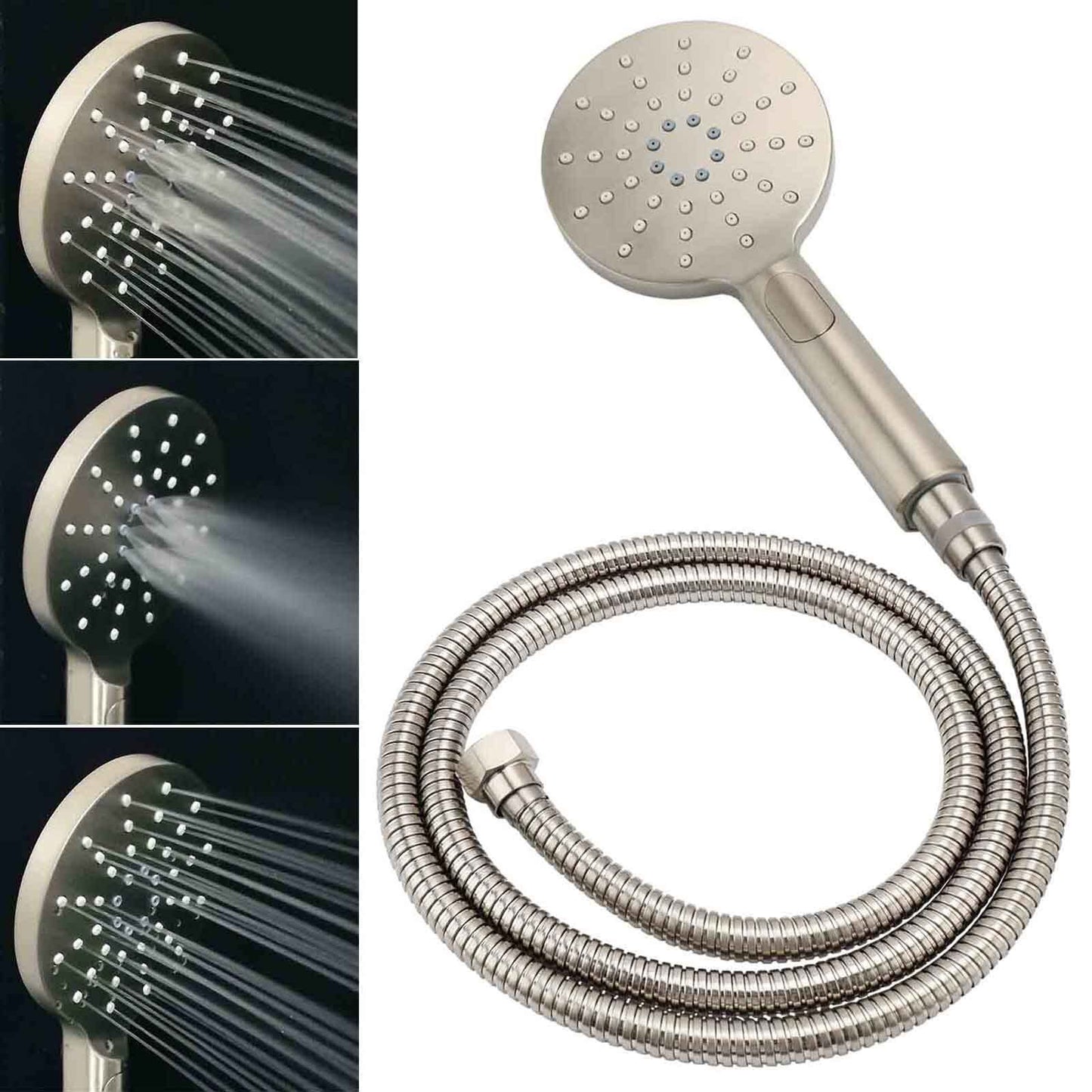 Brushed Nickel Dual Shower Set Sliding Rail Arm 12" Round Head Handheld Wall Mixer Valve