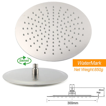WELS Brushed Nickel 2in1 Shower Set Sliding Rail Arm 12" Round Head Handheld Small Face Mixer