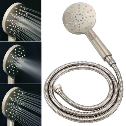 Brushed Nickel 2in1 Round 8" Stainless Steel Rain Head Shower Handheld Sliding Rail Arm Set