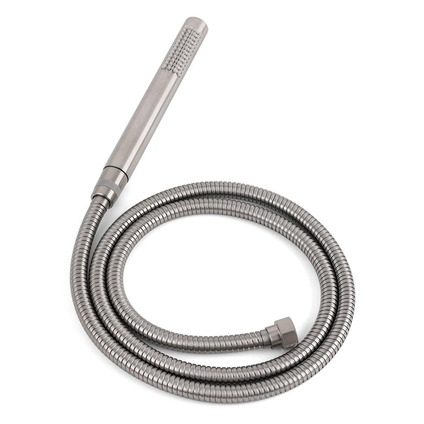 Brushed Nickel Round 8" SUS Rain Head Shower Handheld Sliding Rail Arm Chrome Set + Twin Taps