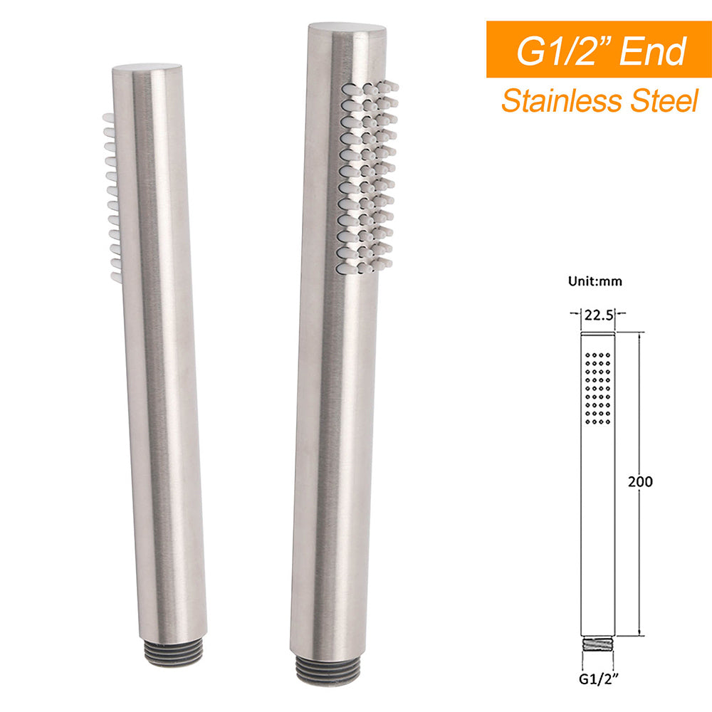 Brushed Nickel Dual Round 12" Stainless Steel Rain Shower Head Metal Handheld Sliding Rail Arm Set