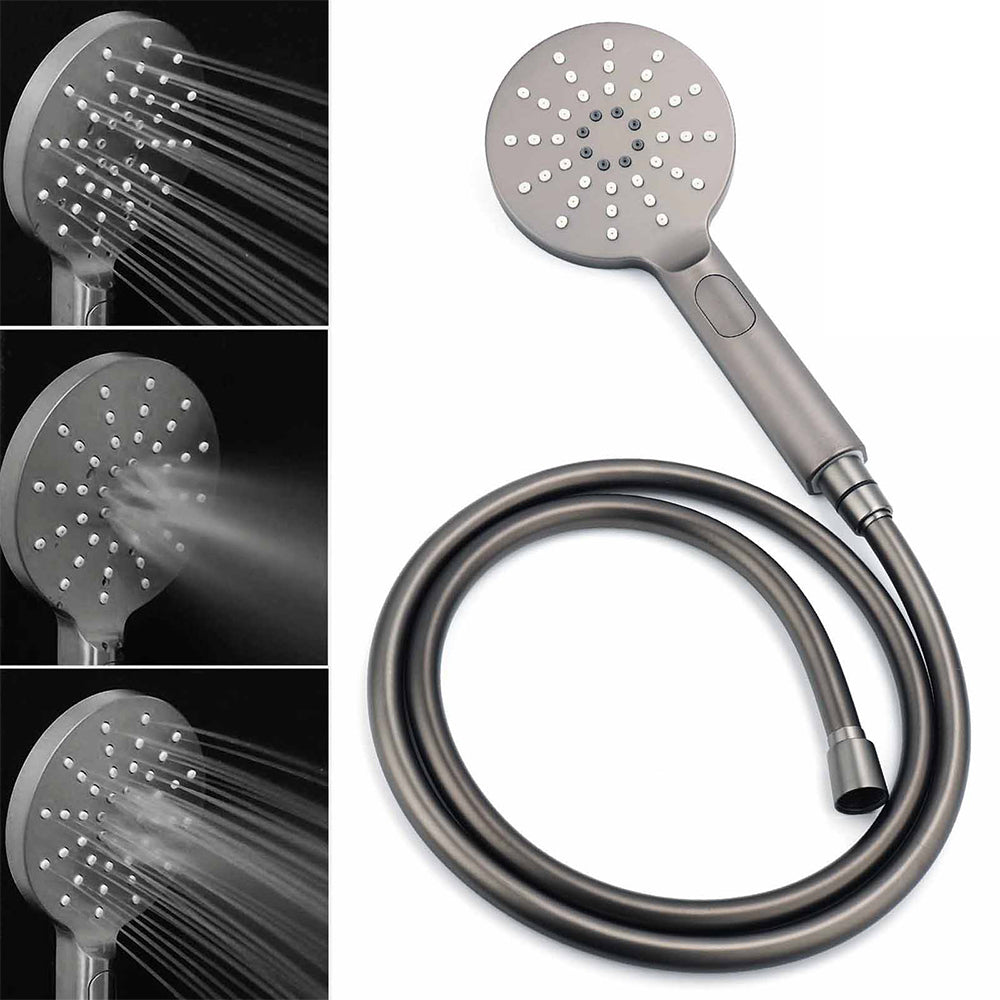 WELS Gun Metal Dual Round Shower 10" Rain Head 3 Mode Handheld Sliding Rail Diverter Set