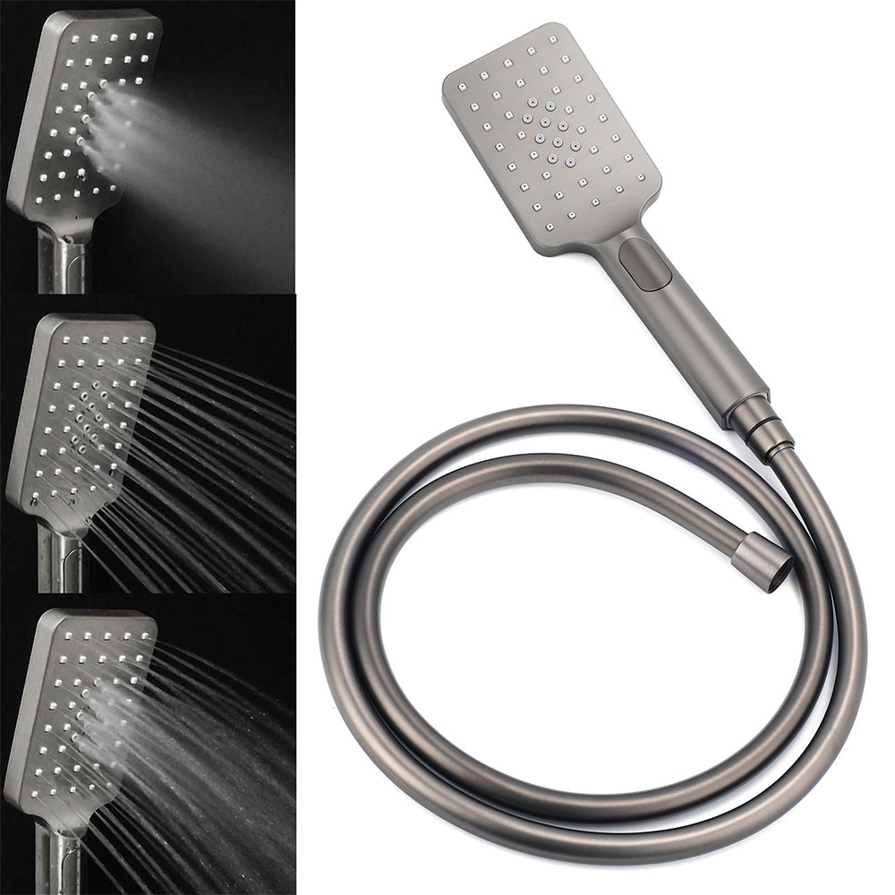 WELS Gun Metal 2in1 Shower Set Square 10" Rain Head Handheld Adjustable Silde Rail Combo