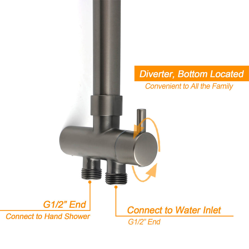 WELS Gun Metal 2in1 Shower Set Square 10" Rain Head Handheld Adjustable Silde Rail Combo