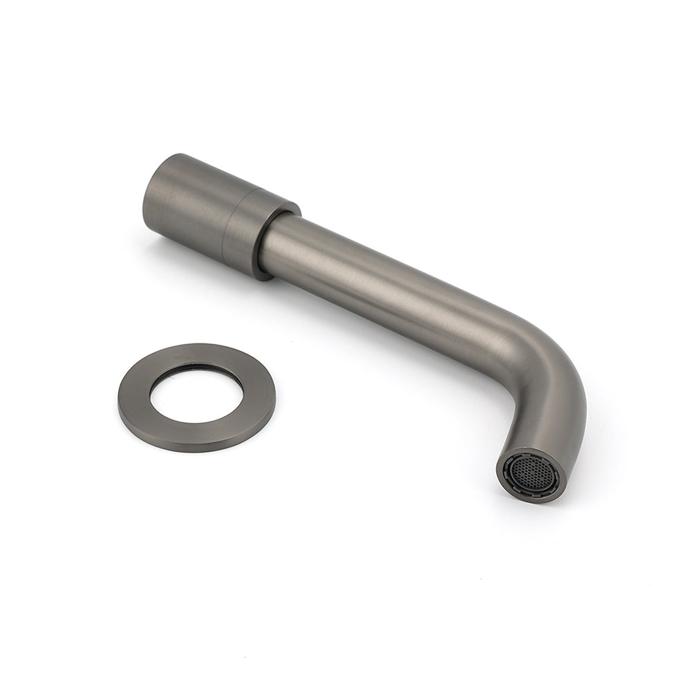 Gun Metal Grey Round Bathtub Spout Basin Curve Faucet Bubble Water Outlet 304SUS