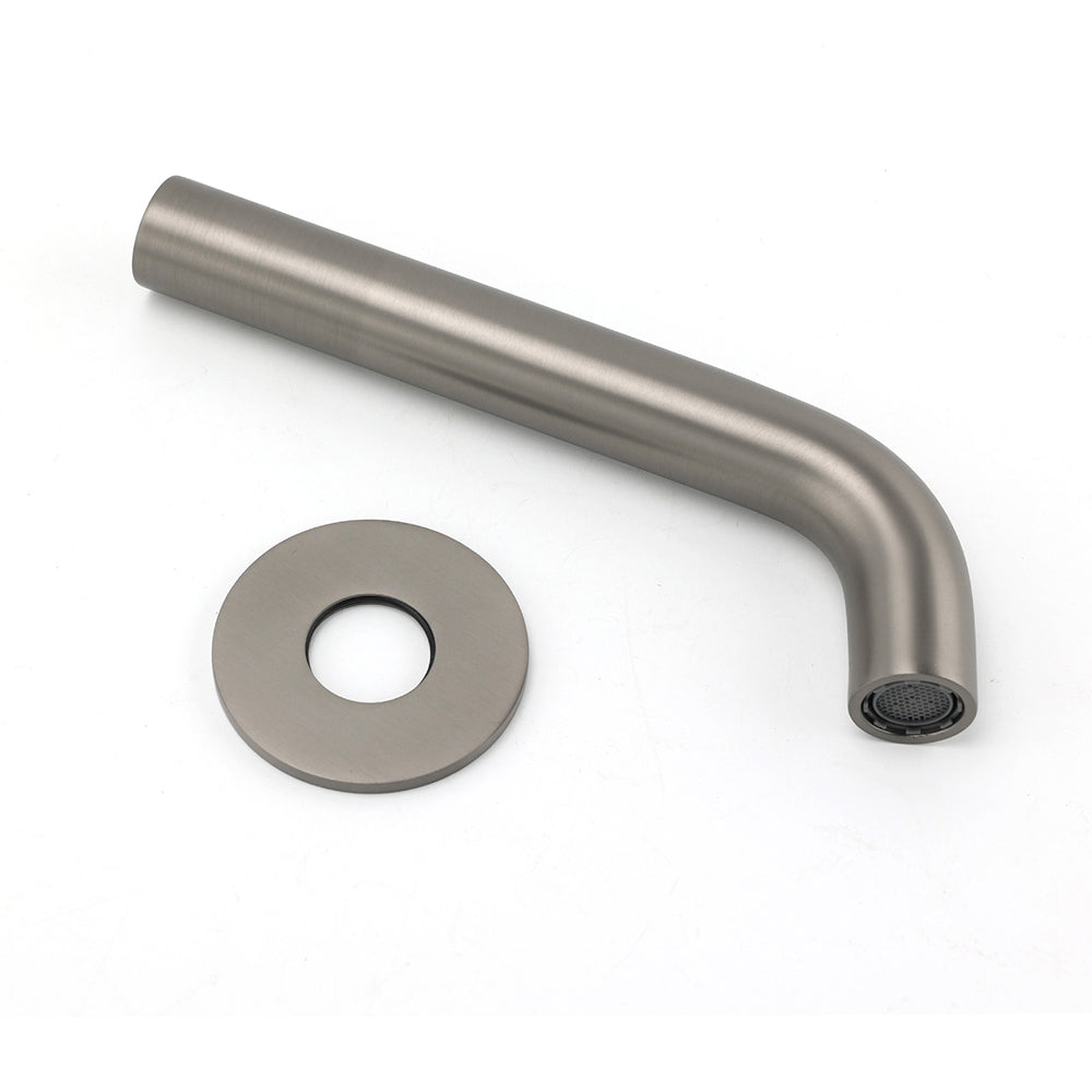 Gun Metal Grey Round Bathtub Spout Basin Curve Faucet Bubble Wall Mounted Outlet