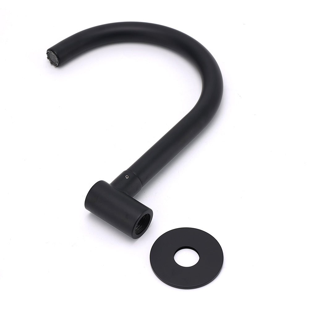 Matt Black Round Gooseneck Arm Faucet Outlet Wall Mounted Bath Tub Filler Spout