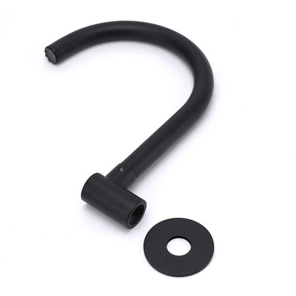 Matt Black Round Gooseneck Arm Faucet Outlet Wall Mounted Bath Tub Filler Spout
