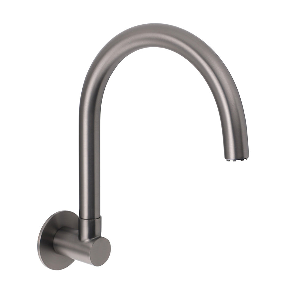 Gun Metal Bathroom Tub Filler Round Gooseneck Arm Faucet Water Outlet Wall Spout