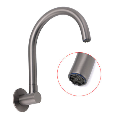 Gun Metal Bathroom Tub Filler Round Gooseneck Arm Faucet Water Outlet Wall Spout