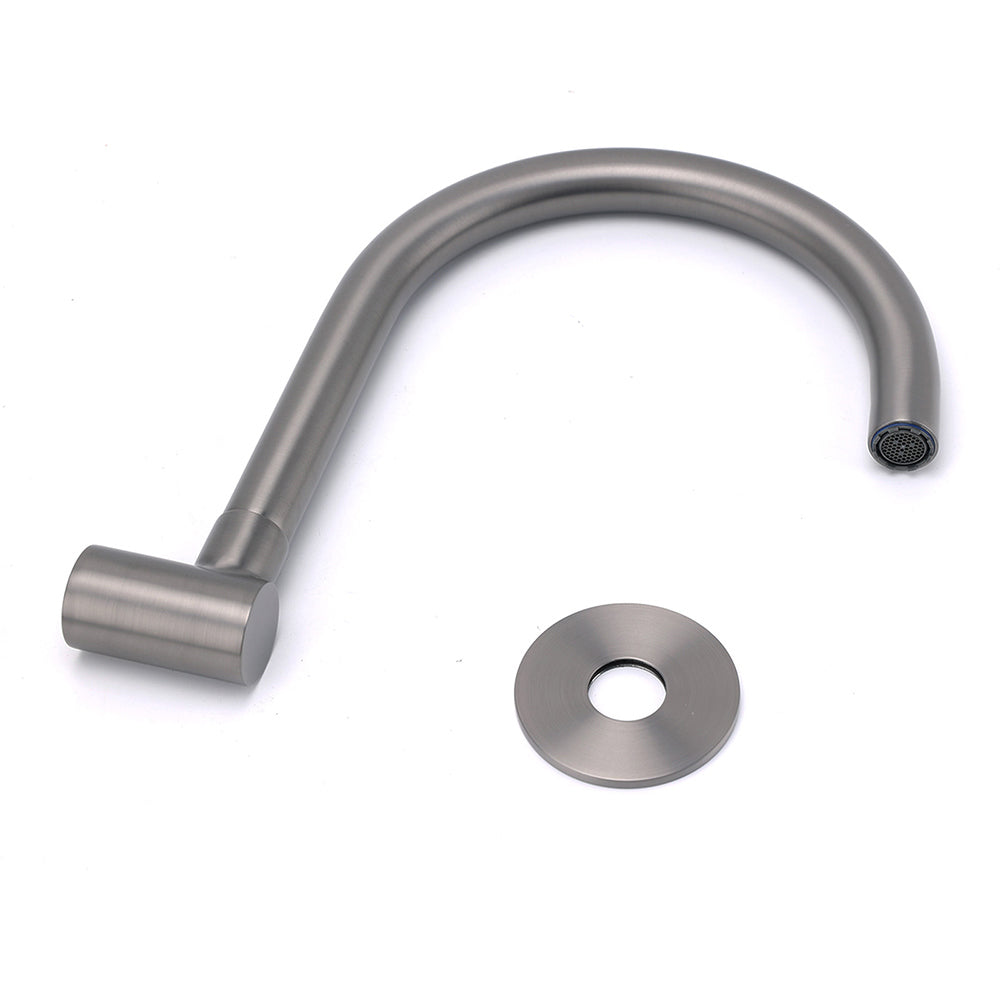 Gun Metal Bathroom Tub Filler Round Gooseneck Arm Faucet Water Outlet Wall Spout