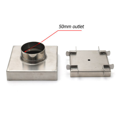 Stainless Steel 100mm Square Tile Insert Shower Grate Floor Drain 50mm Outlet