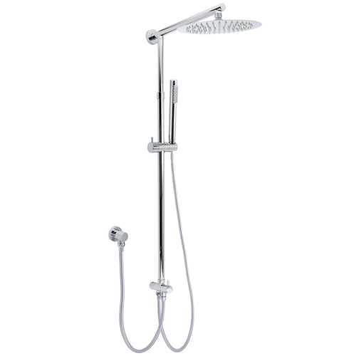 WELS Chrome 10" Round Rain Handheld Double Shower Head Rose Sliding Rail Arm Diverter Set