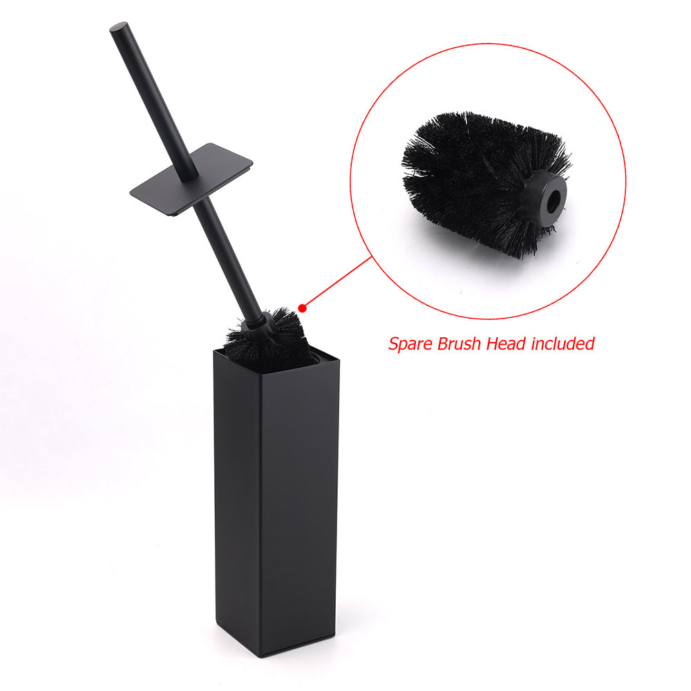Matt Black Square Stainless Steel Bathroom Accessory Toilet Brush Holder Cup Set