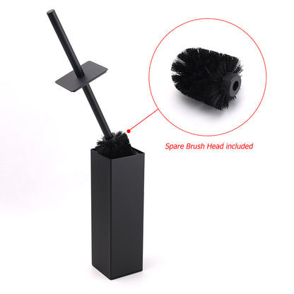 Matt Black Square Stainless Steel Bathroom Accessory Toilet Brush Holder Cup Set