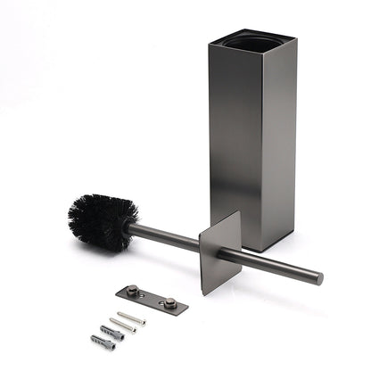 Bathroom Gun Metal Grey Square Toilet Brush 304 Stainless Steel Holder Cup Kit