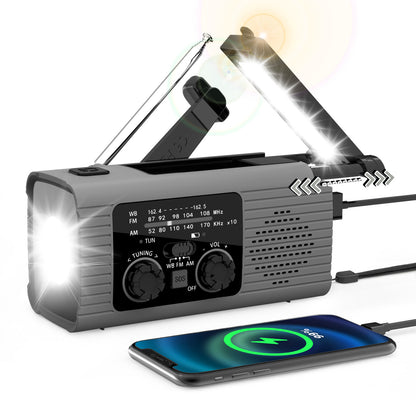 Multi-Colour Solar & Hand Crank Portable Radio 4000mAh Rechargeable Battery Operated Emergency Radio for Indoor Outdoor Use