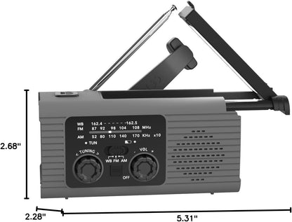 Multi-Colour Solar & Hand Crank Portable Radio 4000mAh Rechargeable Battery Operated Emergency Radio for Indoor Outdoor Use