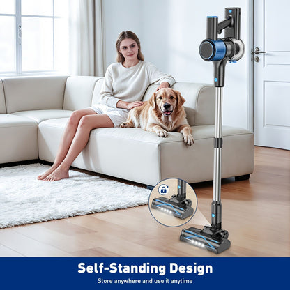 Cordless Vacuum Cleaner, 8 In 1 Powerful Suction Lightweight Vacuum Cleaner For Home, Led Display, 3 Suction Modes, 55Kpa Powerful Suction，45mins Detachable Battery Vacuum For Hard Floor Carpet Pet Hair