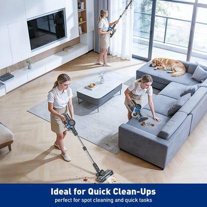 Cordless Vacuum Cleaner, 8 In 1 Powerful Suction Lightweight Vacuum Cleaner For Home, Led Display, 3 Suction Modes, 55Kpa Powerful Suction，45mins Detachable Battery Vacuum For Hard Floor Carpet Pet Hair