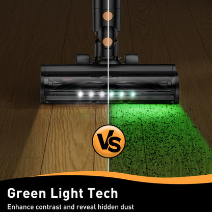 Cordless Vacuum Cleaner, 55Kpa Powerful Suction，8-in-1 Powerful Stick Vacuum Cleaner with Anti-tangle Brush And Upgraded Green Light, 2200mAh. 45 Minute Run Time Rechargeable Lightweight Vacuum Cleaner for Hardwood Floors, Carpets And Pet Hair.