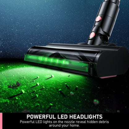 Cordless Vacuum Cleaner, 8 in 1 Powerful Suction Lightweight Vacuum Cleaner for Home, 55Kpa Powerful Suction，LED Display, 3 Suction Modes, 45Mins Detachable Battery Vacuum for Hard Floor Carpet Pet Hair
