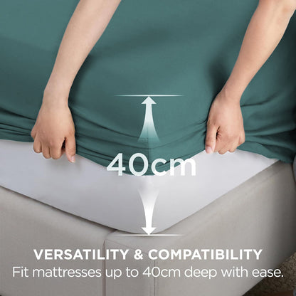 2000TC Hotel Quality Fitted Sheets - 2 Piece Fitted Sheets  -Breathable Bedding - Wrinkle, Fade, Stain Resistant- 16inch/40cm Deep Pocket Fitted Bed Sheets-Wrinkle and Fade Resistant,(Biscay blue,King)