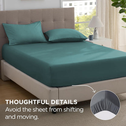 2000TC Hotel Quality Fitted Sheets - 2 Piece Fitted Sheets  -Breathable Bedding - Wrinkle, Fade, Stain Resistant- 16inch/40cm Deep Pocket Fitted Bed Sheets-Wrinkle and Fade Resistant,(Biscay blue,King)